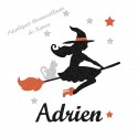 Appliqué thermocollant personnalisé sorcière halloween en flex pailleté