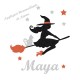 Appliqué thermocollant personnalisé sorcière halloween en flex pailleté