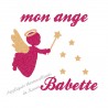 Appliqué thermocollant personnalisé ange fushia baguette en flex brillant