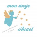 Appliqué thermocollant personnalisé ange bleu baguette en flex brillant