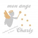 Appliqué thermocollant personnalisé ange argent baguette en flex brillant