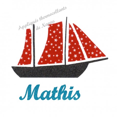 Appliqué thermocollant voilier rouge