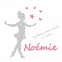 Appliqué thermocollant personnalisé danseuse enfant argenté en flex pailleté