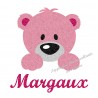 Appliqué thermocollant personnalisé ourson rose en flex pailleté