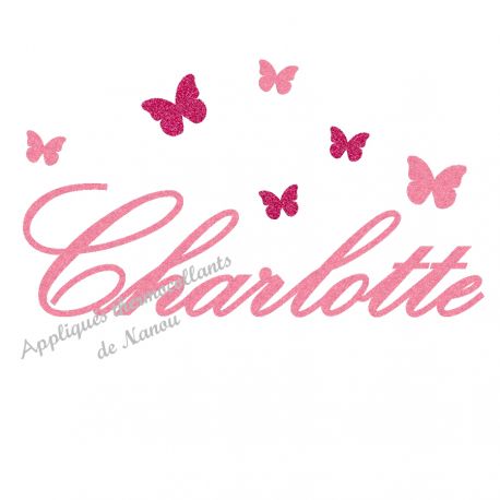 Appliqué thermocollant prénom fille belle écriture en flex pailleté