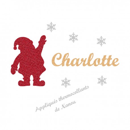Appliqué thermocollant personnalisé père Noël en flex brillant