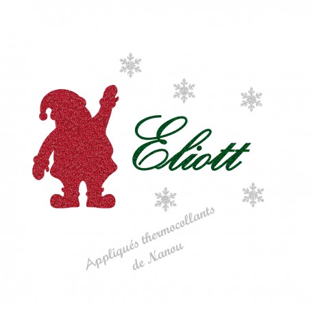 Appliqué thermocollant personnalisé père Noël et flocons en flex brillant