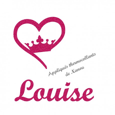 Appliqué thermocollant personnalisé cœur couronne fille en flex pailleté