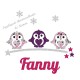 Appliqué thermocollant personnalisé petits pingouins liberty mauve et flex pailleté