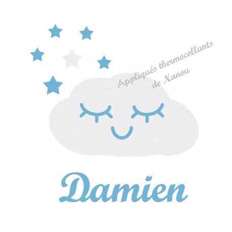 Appliqué thermocollant velours personnalisé nuage garçon