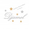 Appliqué thermocollant prénom argent belle écriture étoiles en flex pailleté