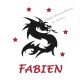 Appliqué thermocollant personnalisé dragon prénom rouge en flex pailleté
