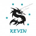 Appliqué thermocollant personnalisé dragon prénom bleu en flex pailleté
