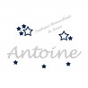 Appliqué thermocollant prénom écriture 5 étoiles marine en flex pailleté