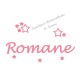Appliqué thermocollant prénom écriture 5 étoiles rose en flex pailleté