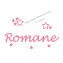 Appliqué thermocollant prénom écriture 5 étoiles rose en flex pailleté