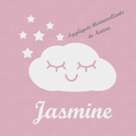 Appliqué thermocollant personnalisé nuage blanc brillant en flex pailleté