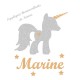 Appliqué thermocollant prénom doré et licorne argent en flex pailleté
