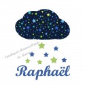 Appliqué thermocollant personnalisé nuage tissu marine étoile et flex pailleté