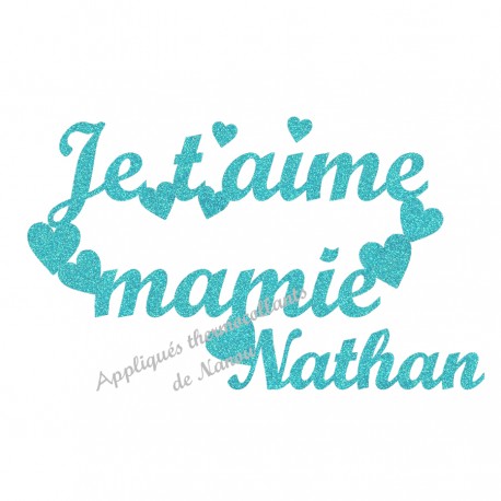 Appliqué thermocollant je t'aime mamie en flex pailleté garçon