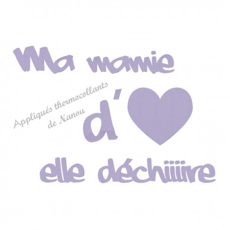 Appliqué thermocollant velours fille ma mamie elle déchire