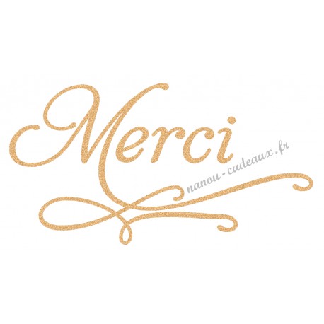 Appliqué thermocollant merci en flex pailleté