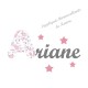 Appliqué thermocollant prénom gris écriture liberty pastel et flex pailleté