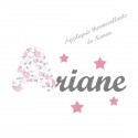 Appliqué thermocollant prénom gris écriture liberty pastel et flex pailleté