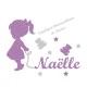 Appliqué thermocollant personnalisé bébé fillette fuchsia prénom en flex pailleté