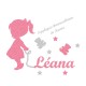 Appliqué thermocollant personnalisé bébé fillette fuchsia prénom en flex pailleté
