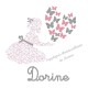 Appliqué thermocollant personnalisé fillette liberty pastel et papillons en flex pailletépailleté
