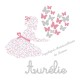 Appliqué thermocollant personnalisé fillette liberty pastel et papillons en flex pailletépailleté