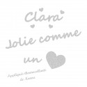 Appliqué thermocollant personnalisé jolie cœur argent en flex pailleté