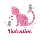 Appliqué thermocollant personnalisé chat et souris rose