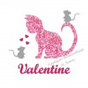 Appliqué thermocollant personnalisé chat et souris rose