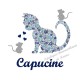Appliqué thermocollant personnalisé chat et souris liberty bleu et flex pailleté