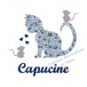 Appliqué thermocollant personnalisé chat et souris liberty bleu et flex pailleté