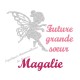 Appliqué thermocollant personnalisé future grande soeur flex pailleté argent et rose