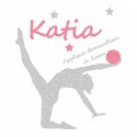 Appliqué thermocollant personnalisé gymnaste argent ballon en flex pailleté