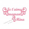 Appliqué thermocollant je t'aime maman en flex pailleté fille
