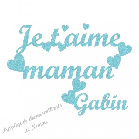 Appliqué thermocollant fête des mères en flex pailleté garçon