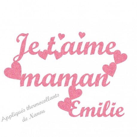 Appliqué thermocollant fête des mères en flex pailleté fille