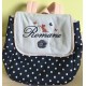 Appliqué thermocollant velours bleu prénom 2 chats