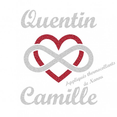 Appliqué thermocollant personnalisé amour cœur infini
