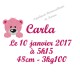 Appliqué thermocollant prénom ours rose date taille naissance en flex pailleté