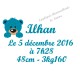 Appliqué thermocollant prénom ours rose date taille naissance en flex pailleté