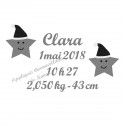Appliqué thermocollant prénom date taille naissance bonhomme étoile en flex pailleté