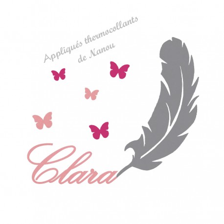 Appliqué thermocollant personnalisé velours plume et prénom