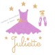 Appliqué thermocollant personnalisé tutu danse et ballerine parme en flex pailleté