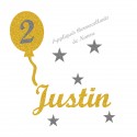 Appliqué thermocollant personnalisé garçon ballon anniversaire en flex pailleté